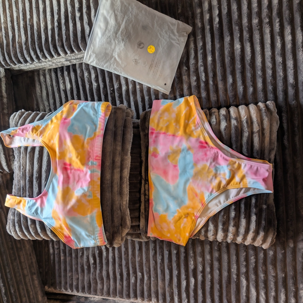 Pink and Blue Artistic Bikini Set Swim - Picture 2 of 11